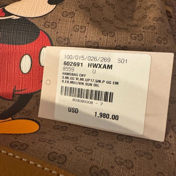 Gucci Mickey Mouse Bucket Bag with Authentic Bag for Storing - NWT - Picture 7 of 10